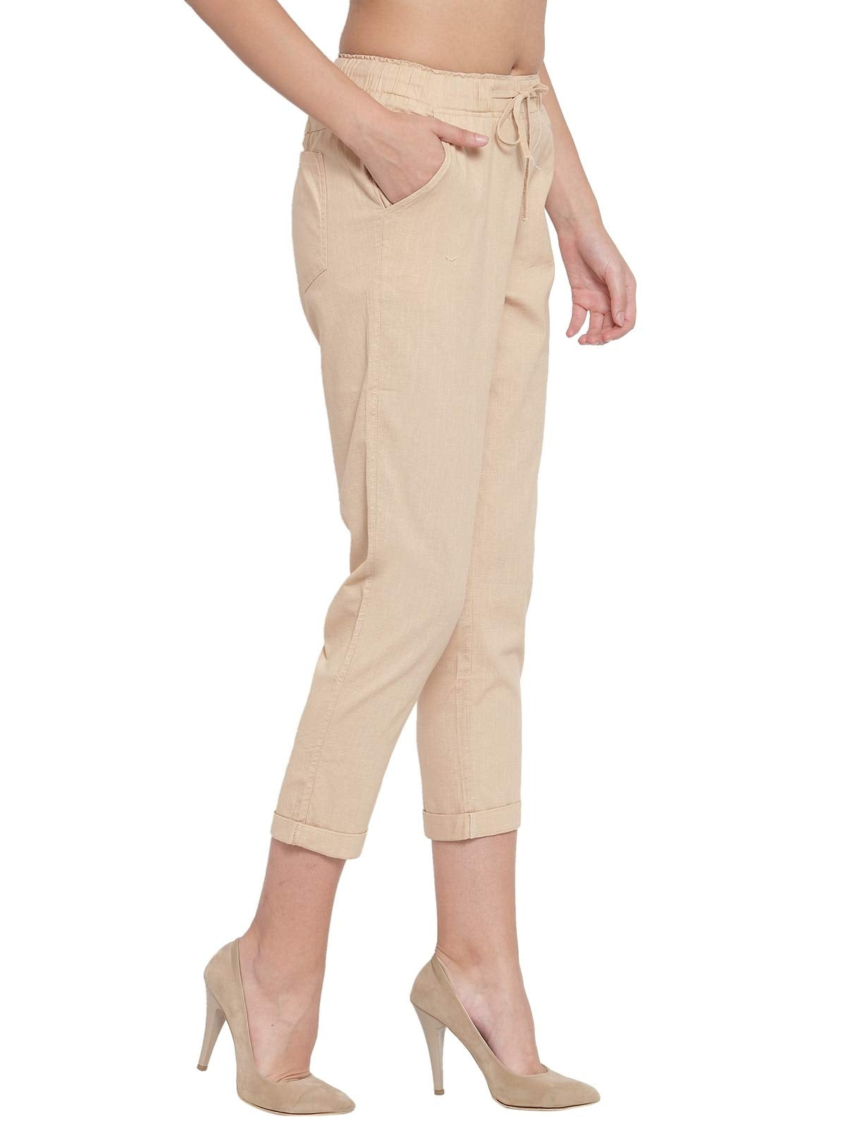 Women Beige Regular Fit Lower With Pockets