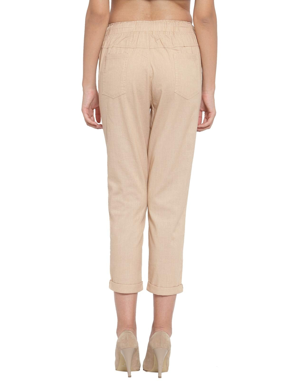 Women Beige Regular Fit Lower With Pockets