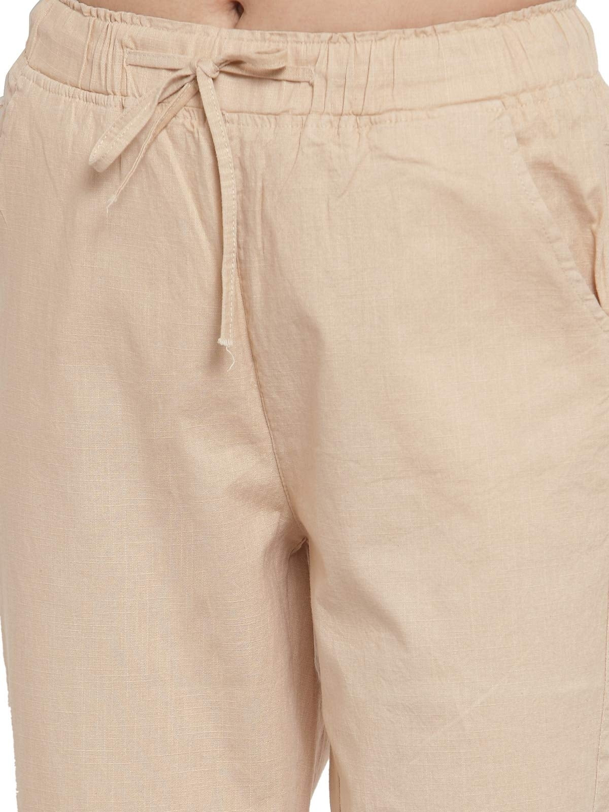 Women Beige Regular Fit Lower With Pockets