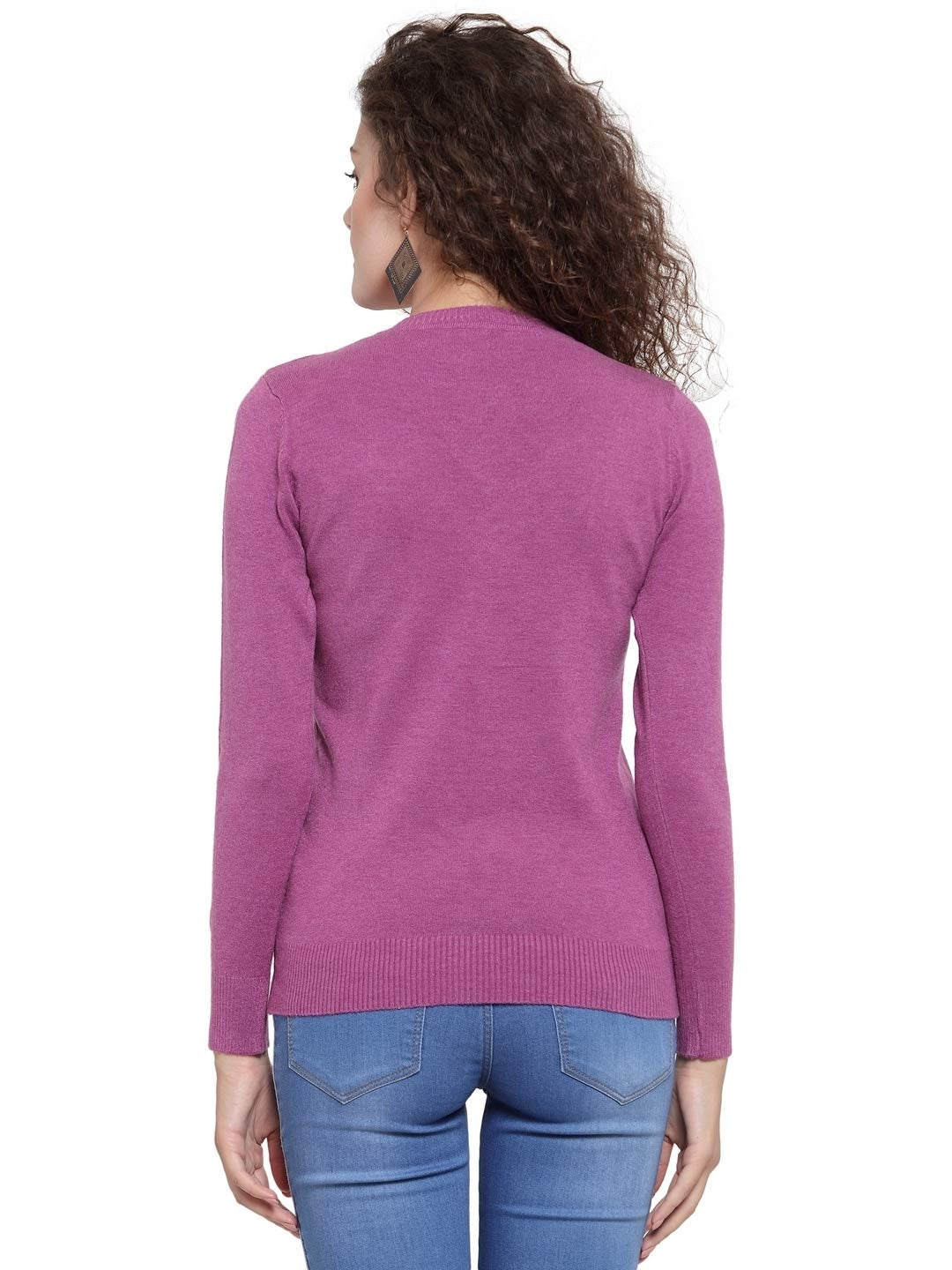 Women Mauve V-Neck Full Sleeve Skivvy