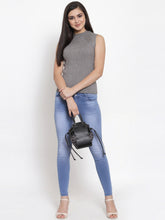 Women Greyish Slim Fit Sleeveless Skivvy