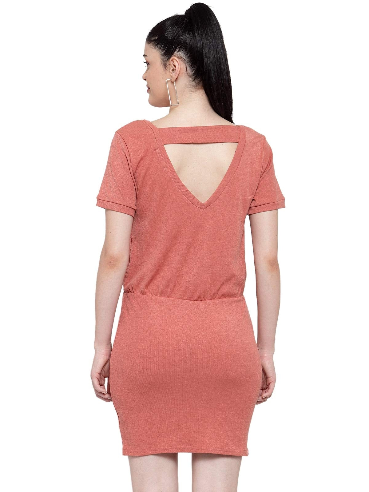 Women Peach Hosiery Straight Fit Dress