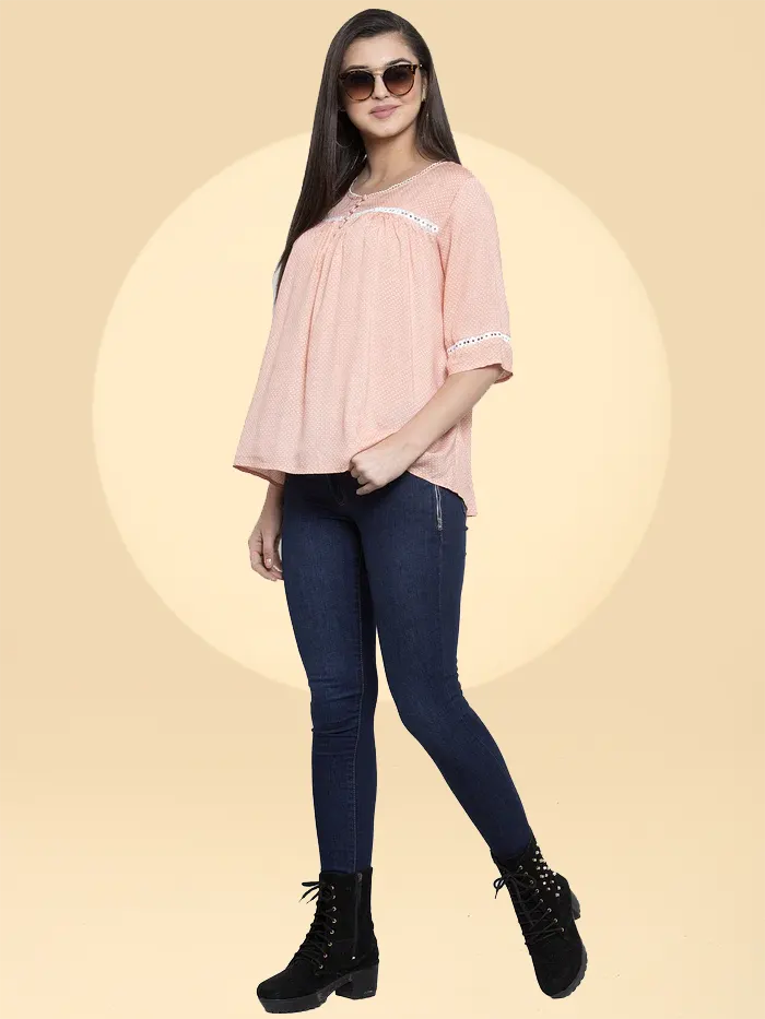 Women Round Neck Regular Blouson Top