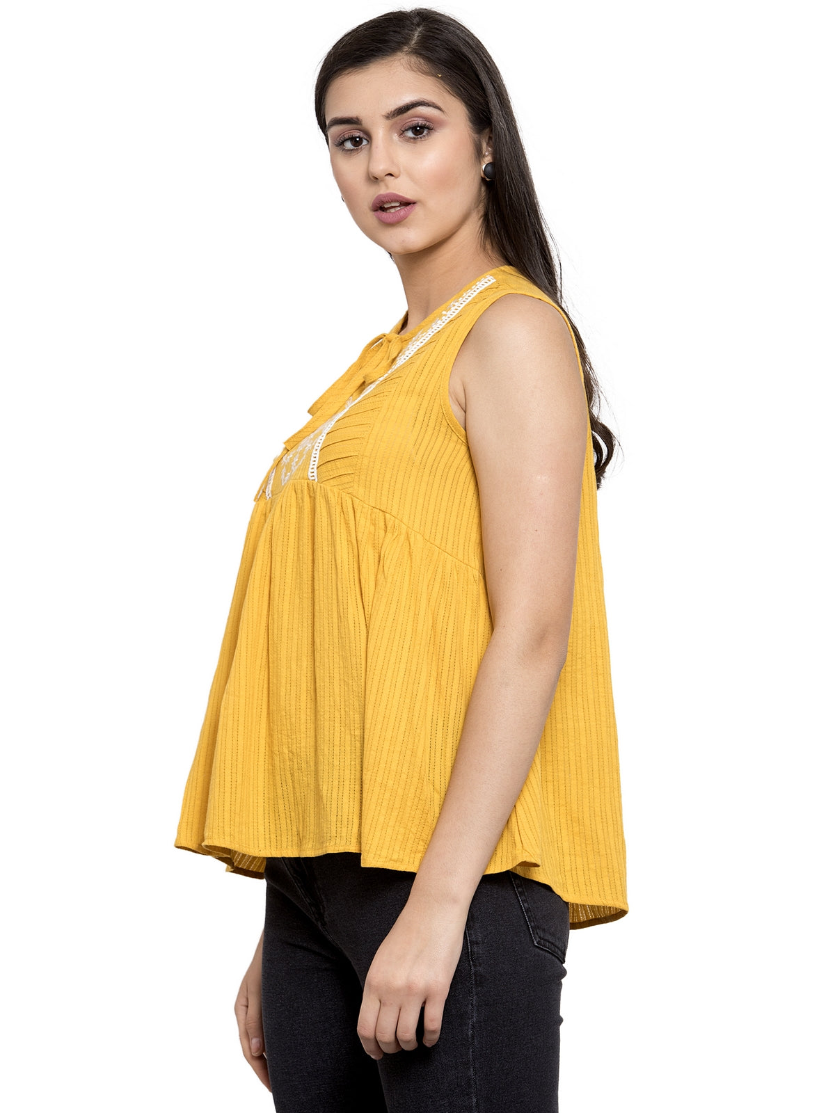 Women Polycotton Round Neck Peplum Top