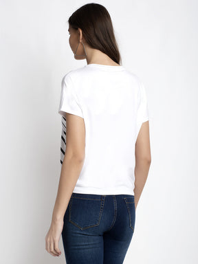 Women White Crew Neck Solid Top