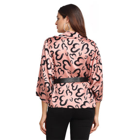 Women Pink High Neck Printed Top