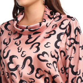 Women Pink High Neck Printed Top