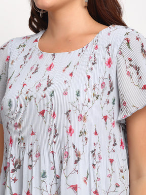 Women Floral Print Loose Fit Peplum Top