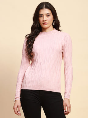 Women Solid Poly Viscose Slim Fit High Neck Skivvy Pullover