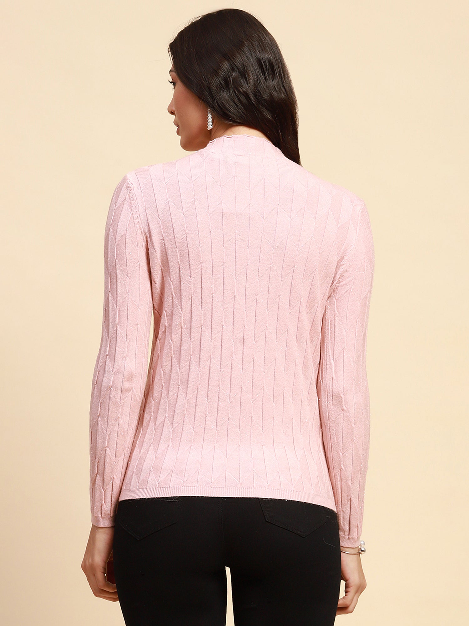 Women Solid Poly Viscose Slim Fit High Neck Skivvy Pullover