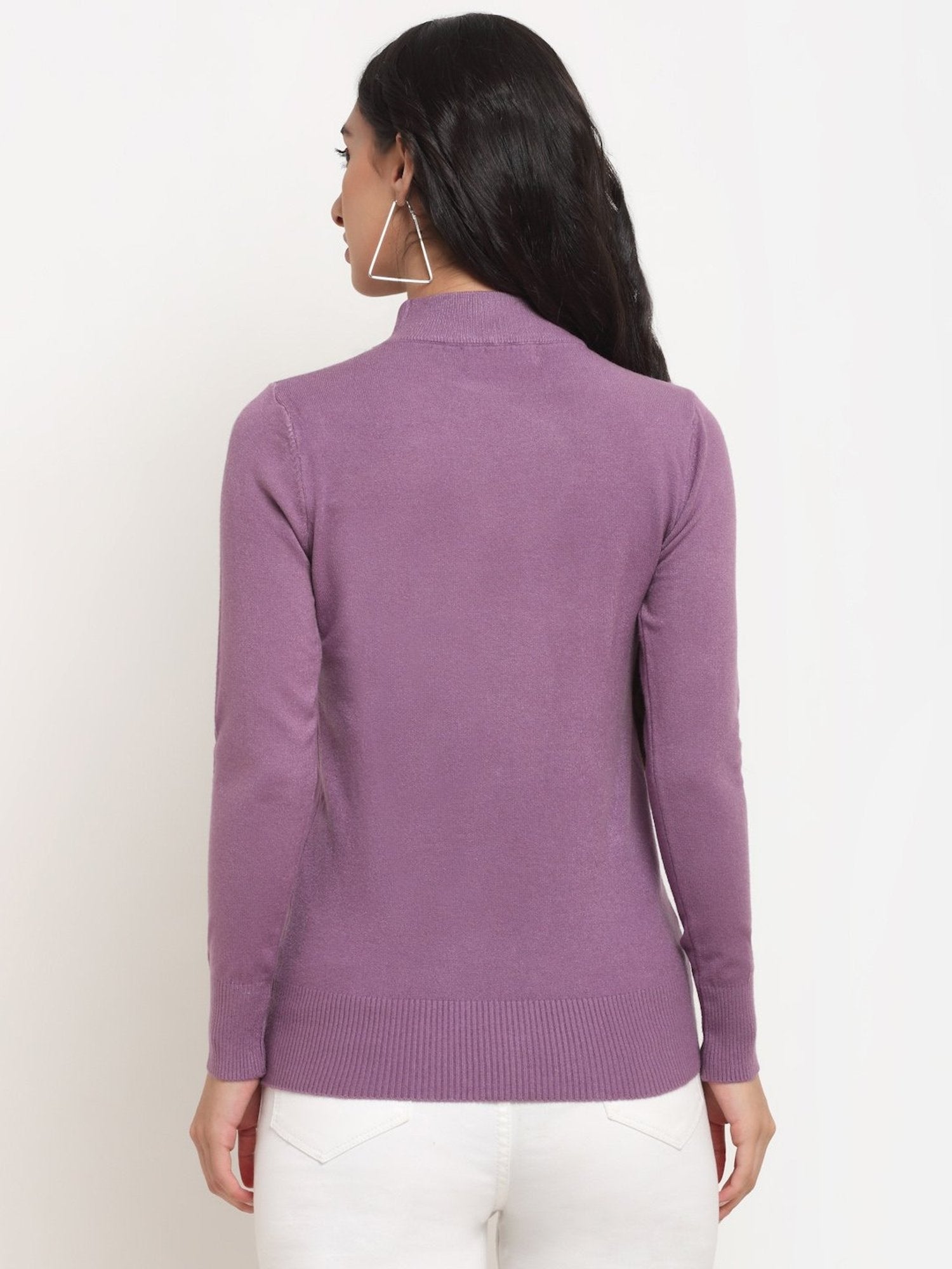 Women Purple Turtle Neck Snug Fit Skivvy