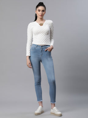 Women Textured Slim Fit Party Skeevi Top