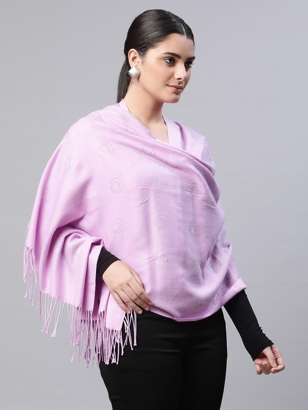 Women Mauve Jacquard Stole