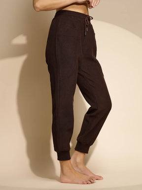 Brown Solid High Rise Jogger For Girl's & women