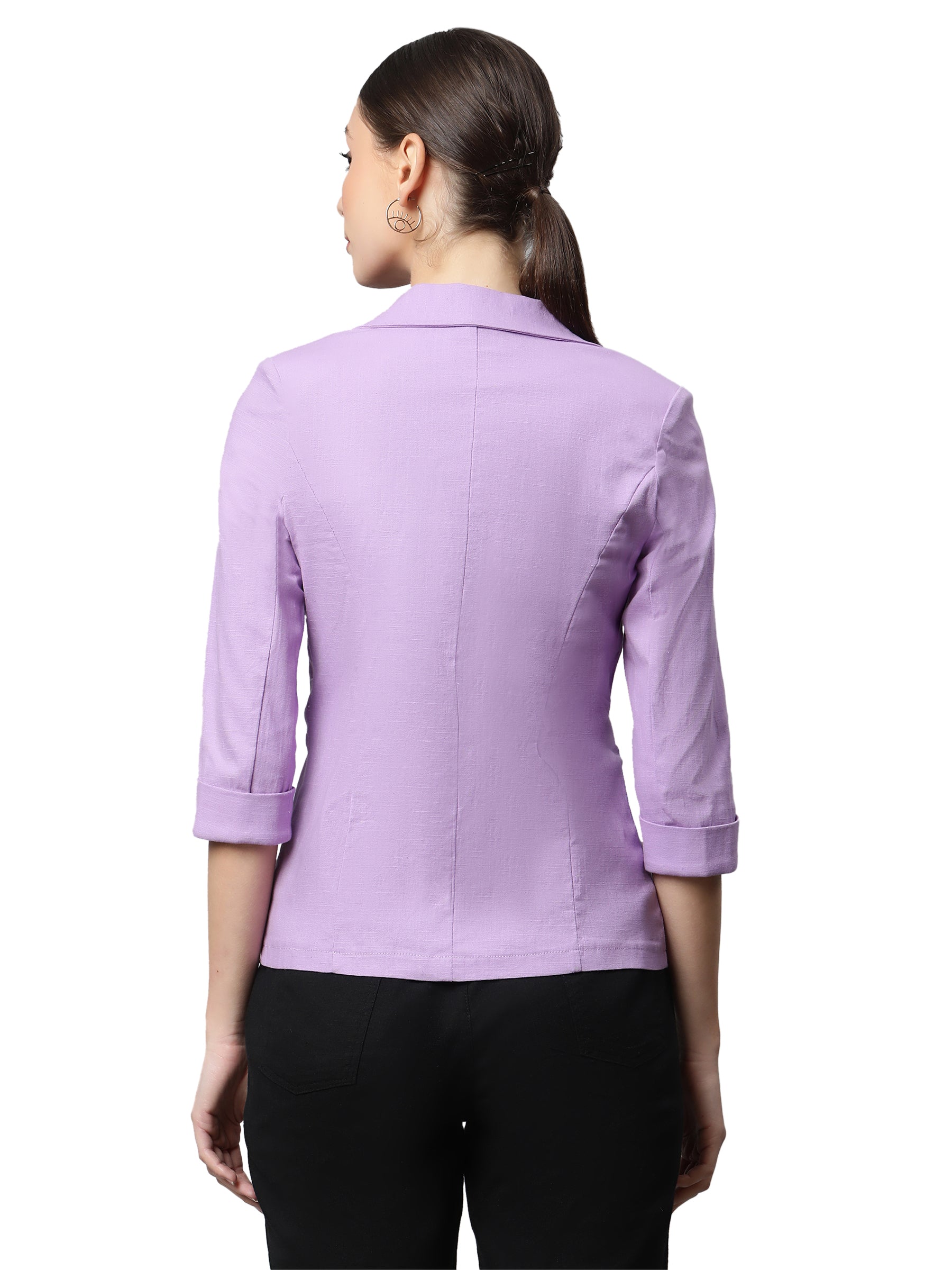 Women Lavender Casual Slim Fit Coat