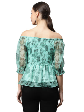 Women Off Shoulder Floral Printed Top