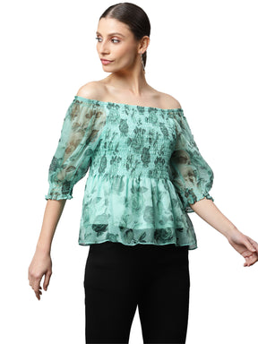 Women Off Shoulder Floral Printed Top