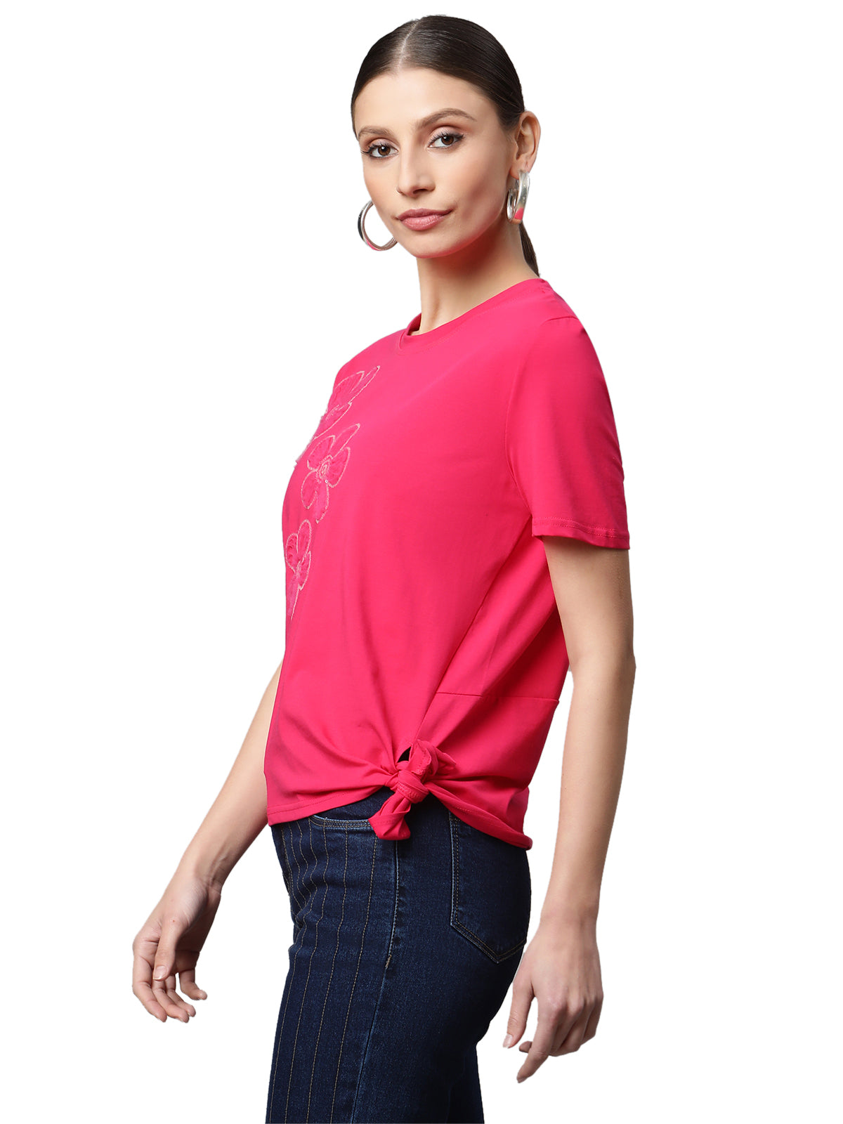 Women Regular Fit Floral Embroidery Top