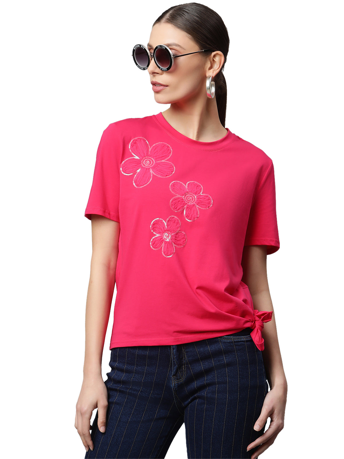 Women Regular Fit Floral Embroidery Top