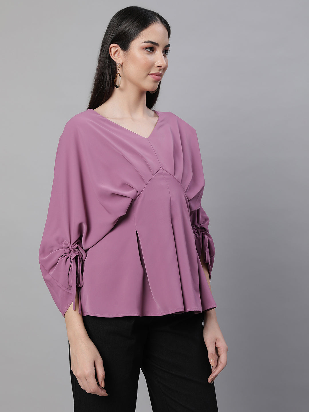 Women V-Neck Regular Fit Peplum Top