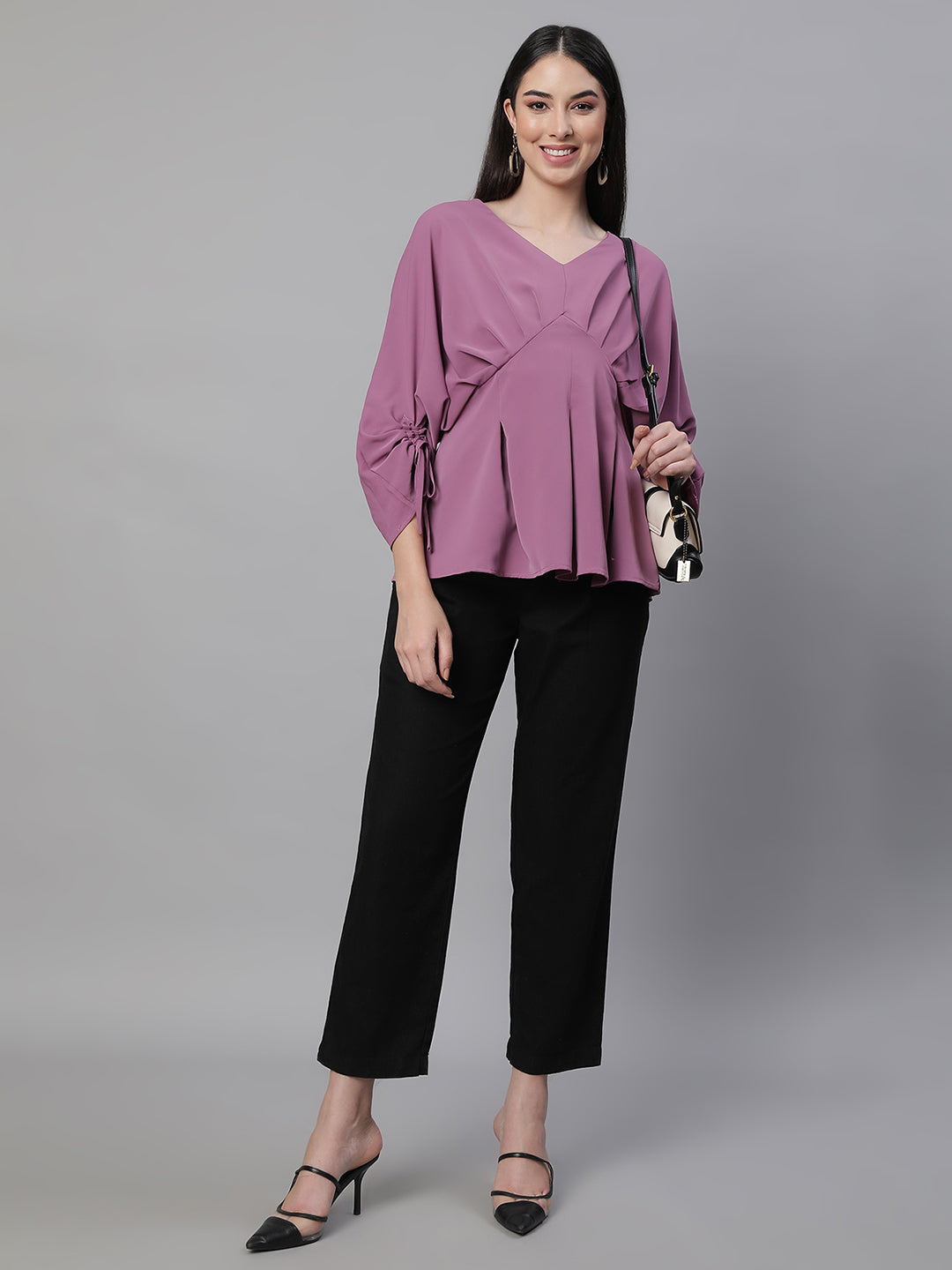 Women V-Neck Regular Fit Peplum Top