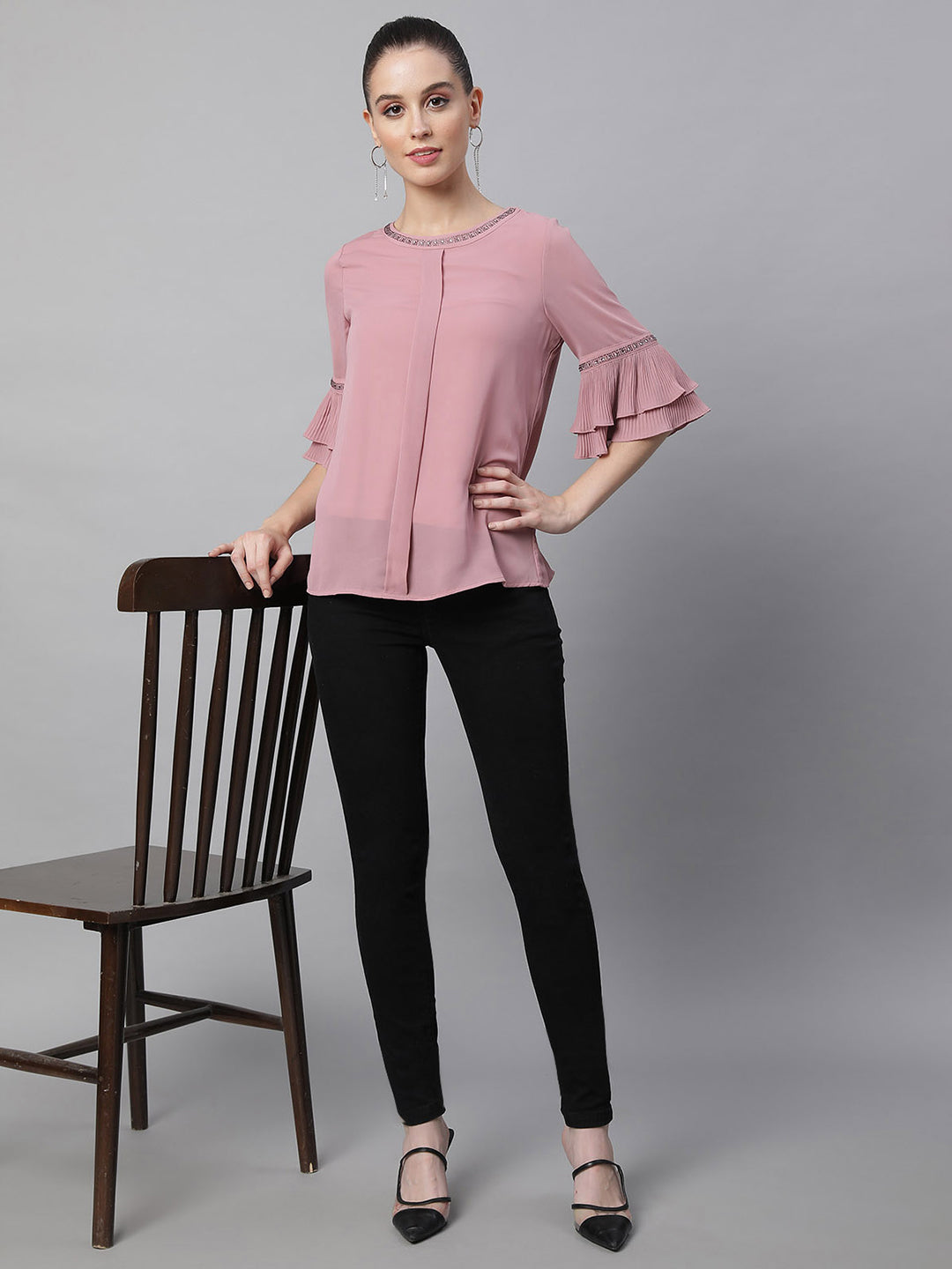 Women Polyester Blend  Regular Fit Blouson Top