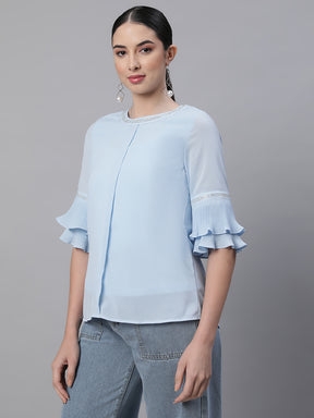 Women Polyester Blend  Regular Fit Blouson Top