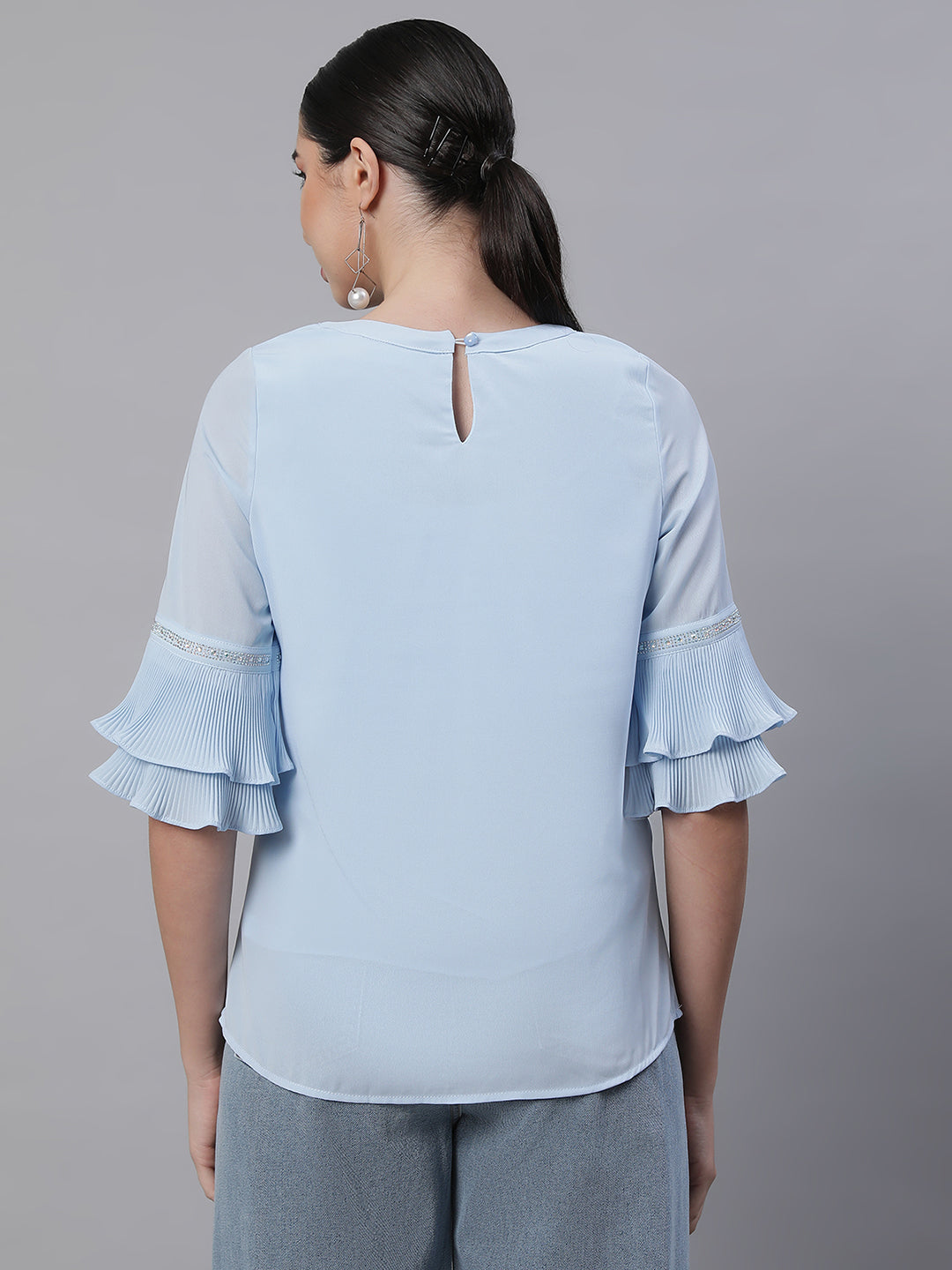 Women Polyester Blend  Regular Fit Blouson Top