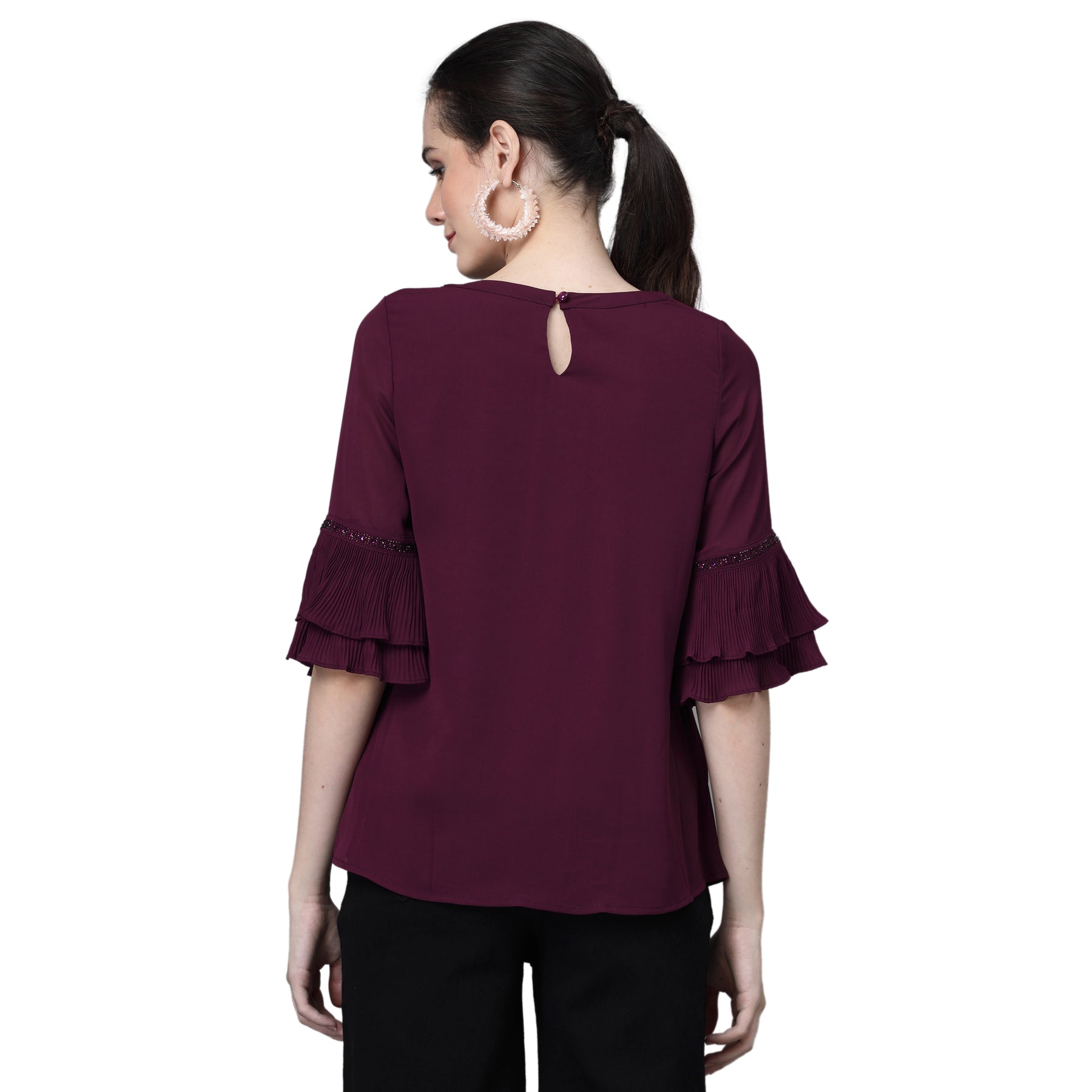 Women Polyester Blend  Regular Fit Blouson Top