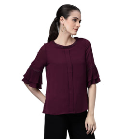 Women Polyester Blend  Regular Fit Blouson Top