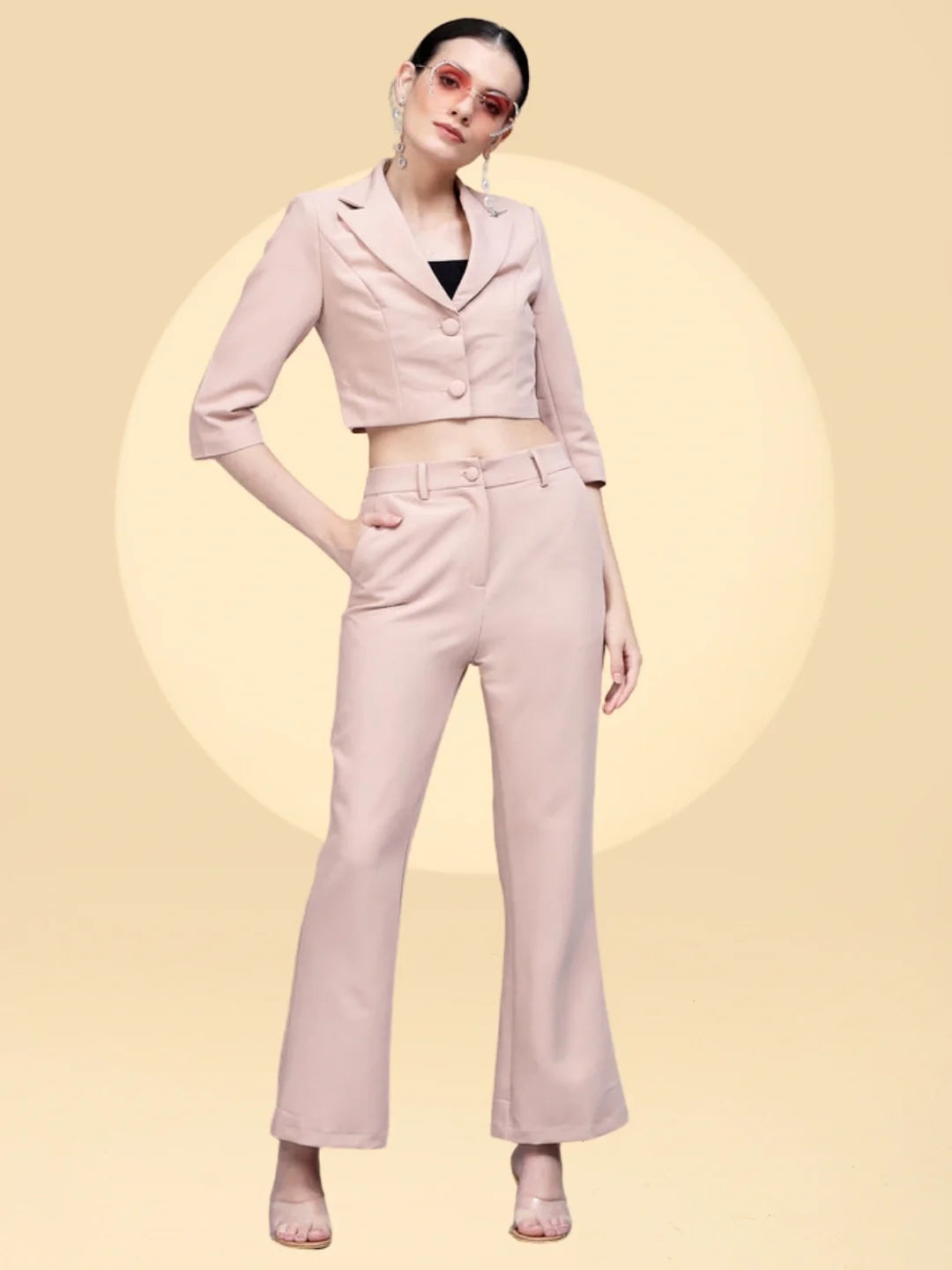 Women Stark Blush Blazer Neck Co-ord Set