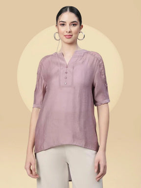 Women Asymmetric Hem Kurta Top