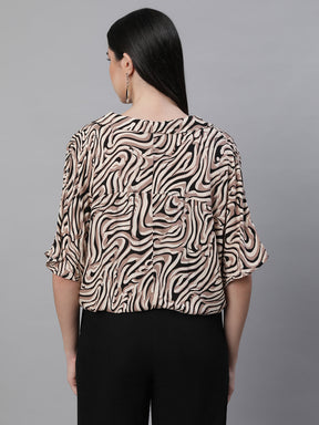 Women Regular Fit Collar Neck Printed Blouson Top