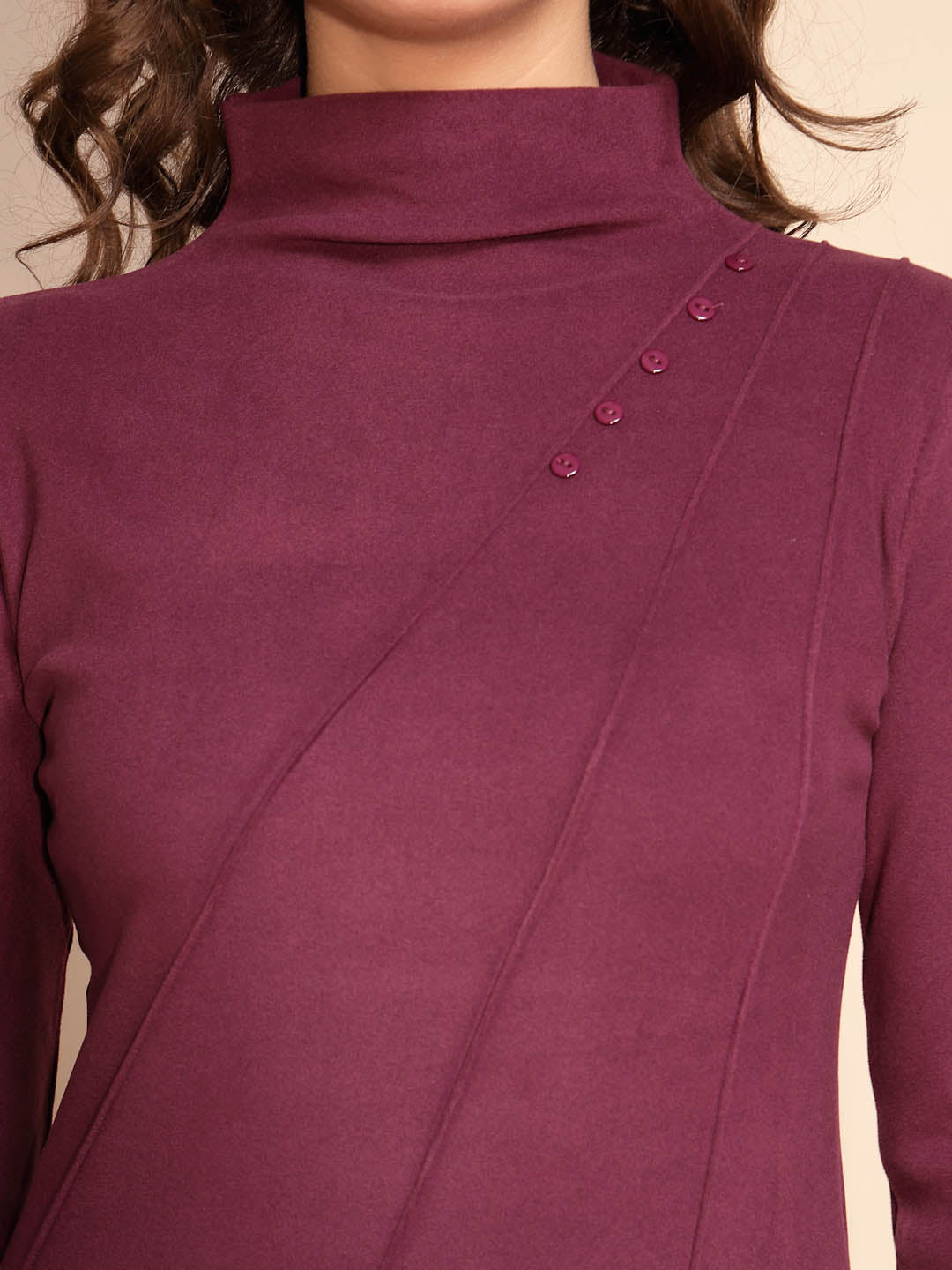 Women Full Sleeve Turtle Neck Polyester Blend Skivvy