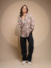 Pink Solid Collared Neck Cotton Check Shirt