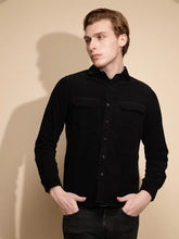 Men Black Solid Full Sleeve Collar Neck Polycotton Regular fit Shirt