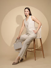 Beige Linen Regular Fit Waist Coat