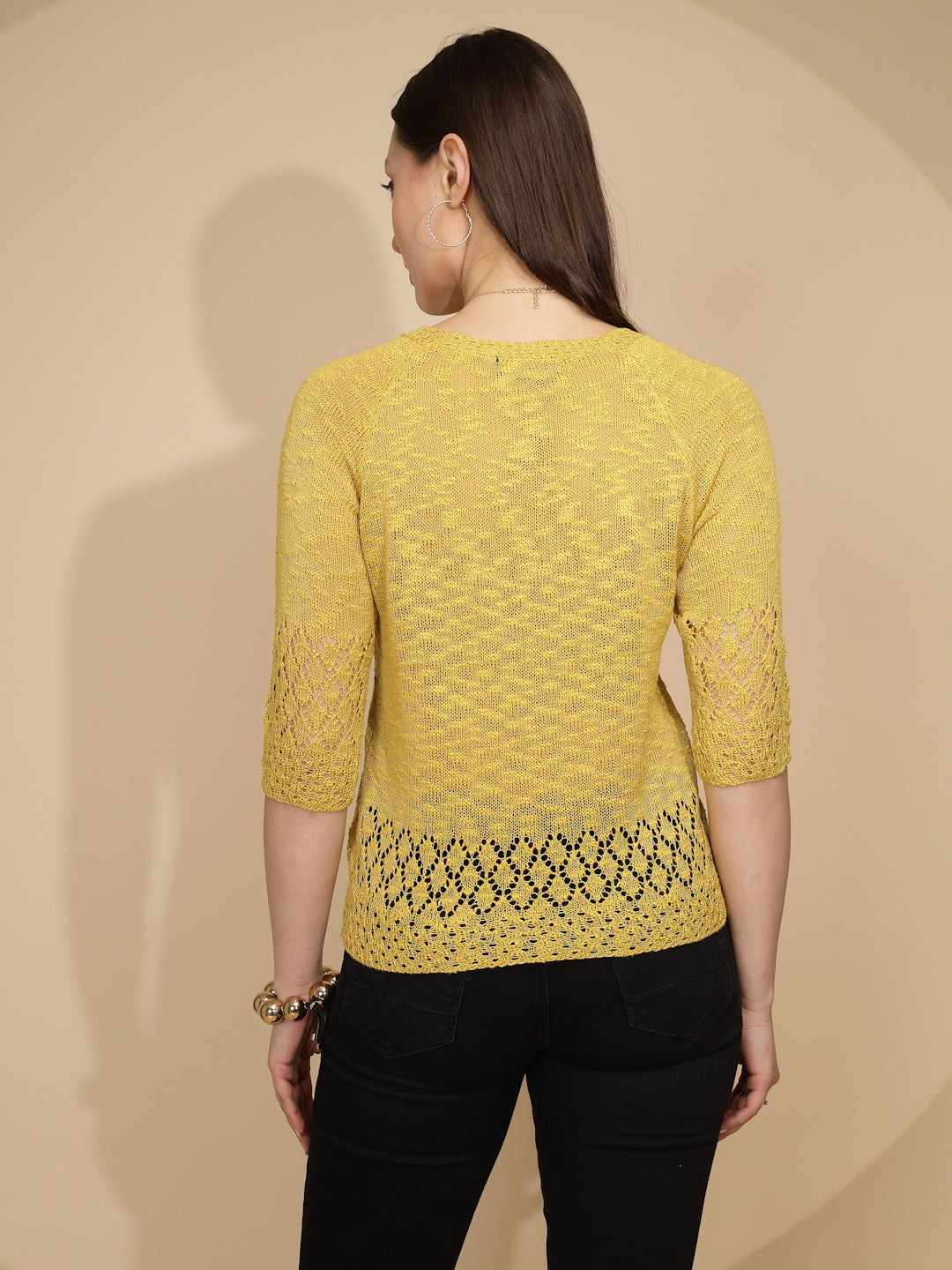 Yellow Rayon Regular Fit Top For Women