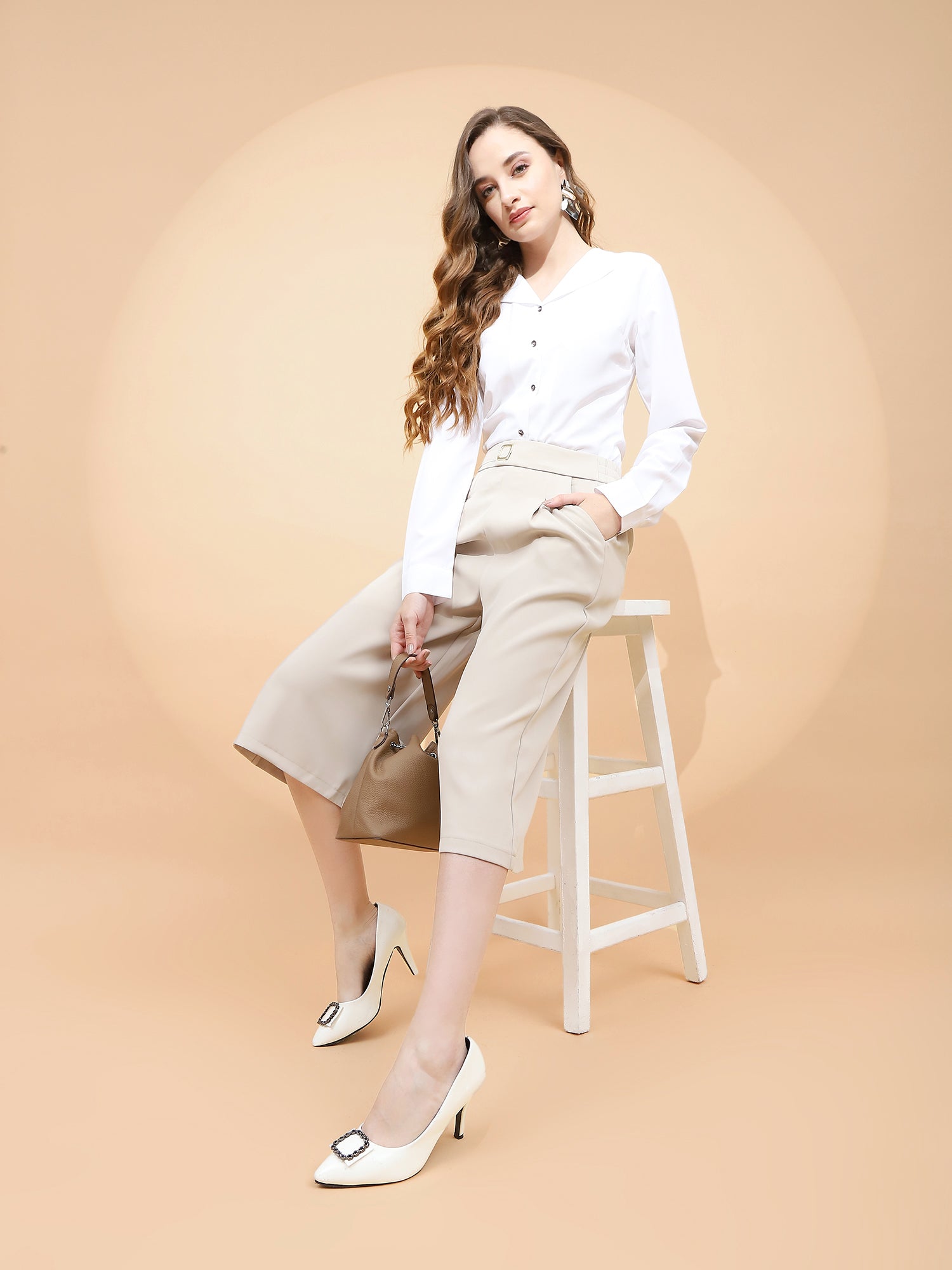 Mouse Polyester Blend Loose Fit Culottes For Women