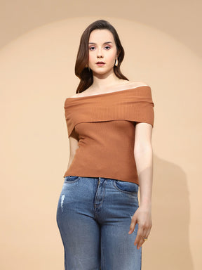 Rust Polyester Blend Skivvy Top