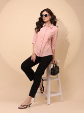 Dusty Rose Pink Cotton Regular Fit Shirt For Women