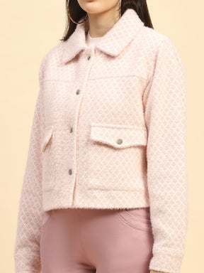 Blossom Checkerd Poly Blend Relaxed Fit Jacket