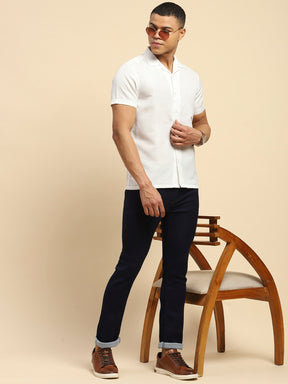 Raw Blue Cotton Blend Slim Fit Jeans For Men