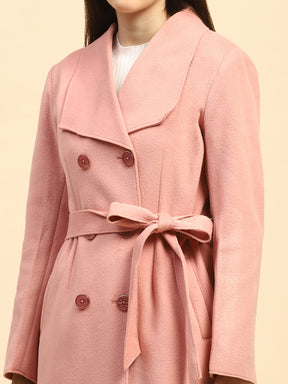 Dusty Pink Solid Poly Viscose Relaxed Fit Coat