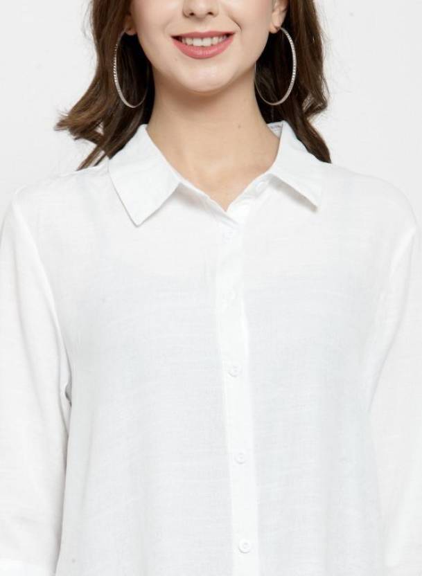 Women Solid Shirt Collar Relaxed Fit Shirt