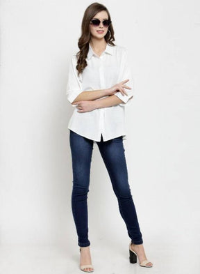 Women Solid Shirt Collar Relaxed Fit Shirt