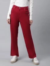 women red pocket loop belt jeans