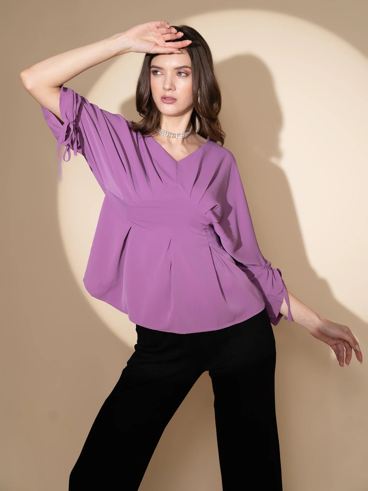 Women V-Neck Regular Fit Peplum Top