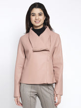 Women Pink Solid Full Sleeve Collared Neck Jacket