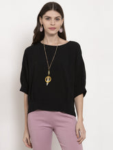 Women Solid Round Neck Blouson top